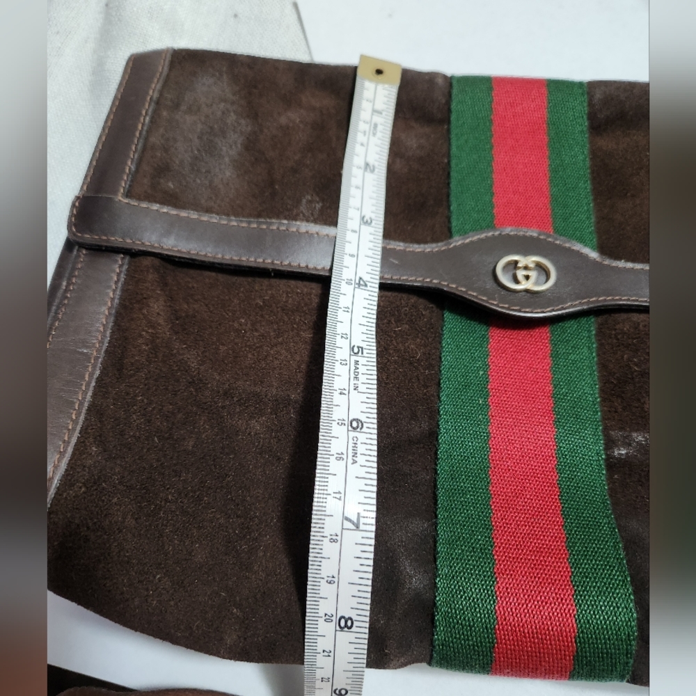 Gucci Vintage Clutch Sherry Line Leather Suede Brown. - Picture 10 of 15